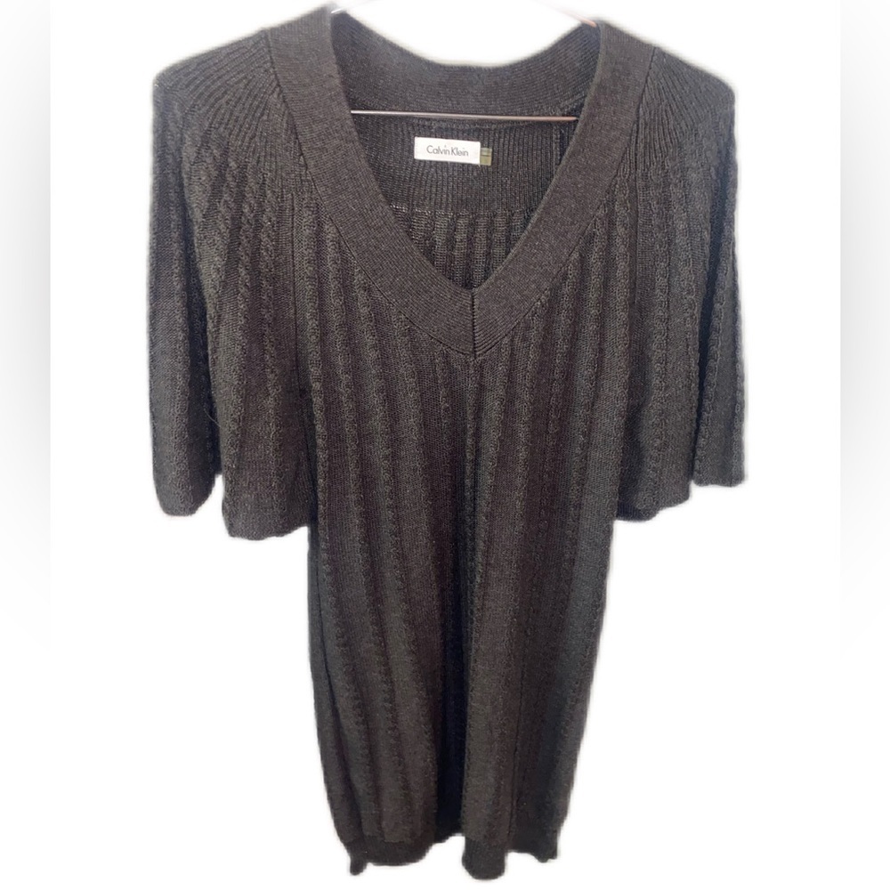 Calvin Klein Gray Cable-Knit Mini Sweater Dress Women’s Size Small